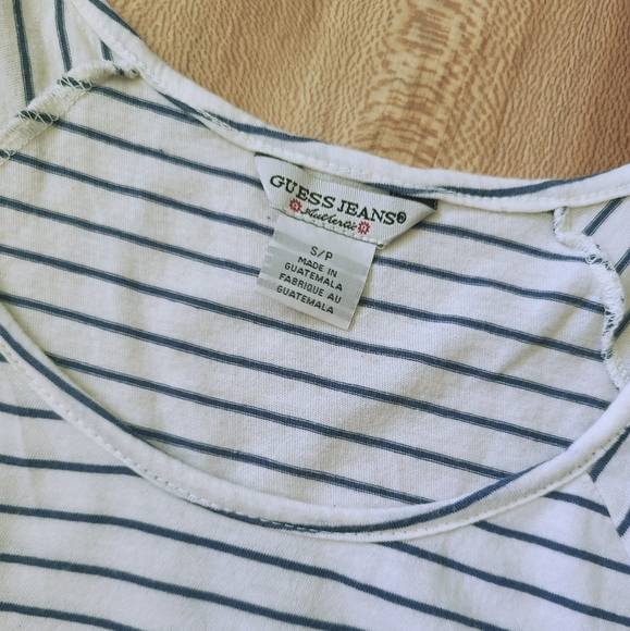 Guess Cold Shoulder Stripped Cotton Shirt - Picture 2 of 5